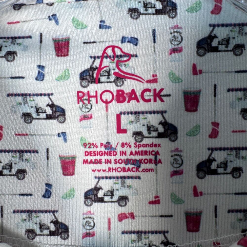 Rhoback Golf Polo Shirt Mens White Large Bev Cart Performance Casual Office - Picture 5 of 12